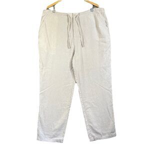 Cubavera Pants Men 2XB/32 Oatmeal Linen Blend Drawstring Elastic Straight Zip